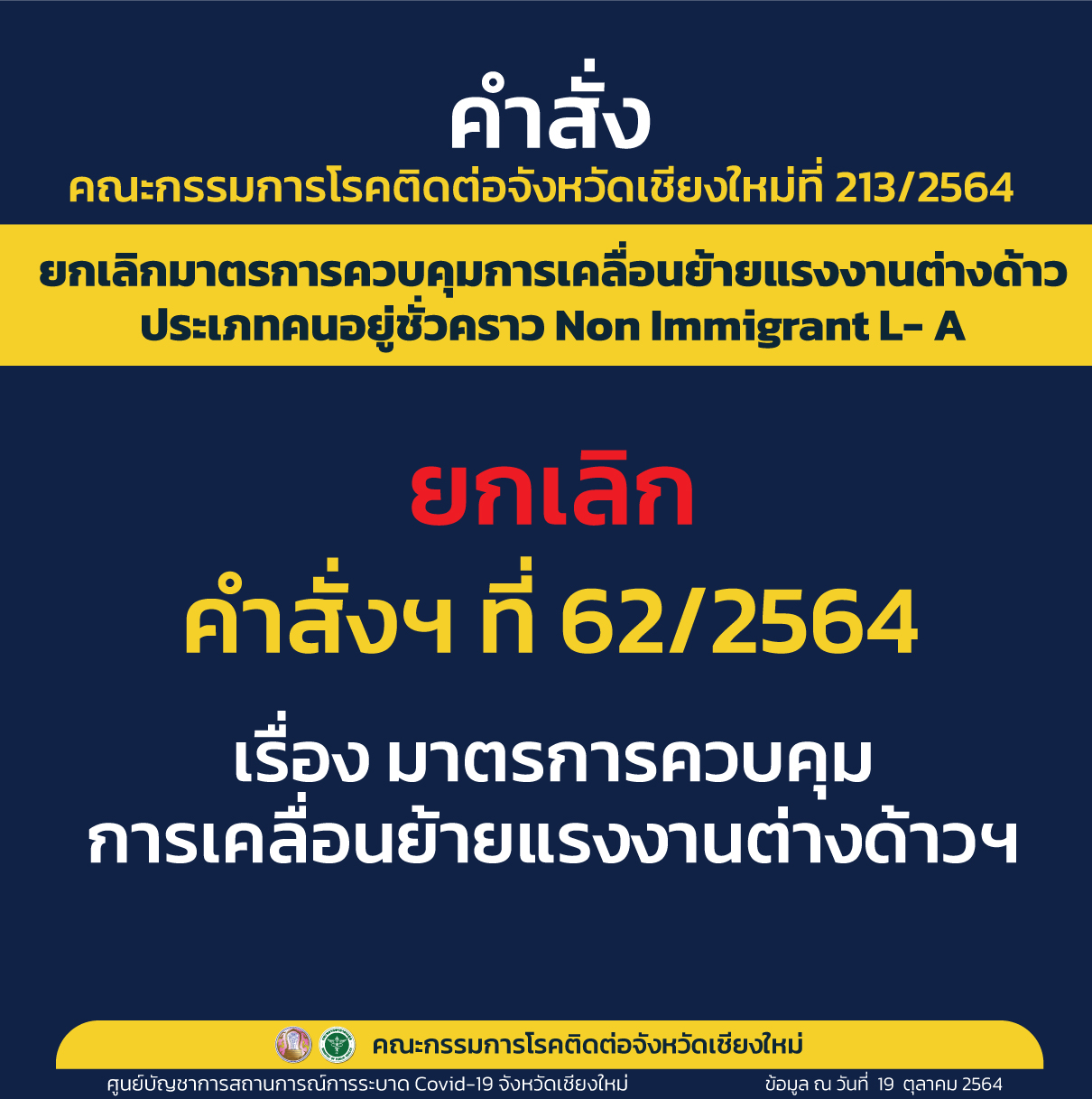 ยกเลิก มาตรการควบคุมการเคลื่อนย้ายแรงงานต่างด้าวประเภทคนอยู่ชั่วคราว Non Immigrant L- A ยกเลิก มาตรการควบคุมการเคลื่อนย้ายแรงงานต่างด้าวประเภทคนอยู่ชั่วคราว Non Immigrant L- A