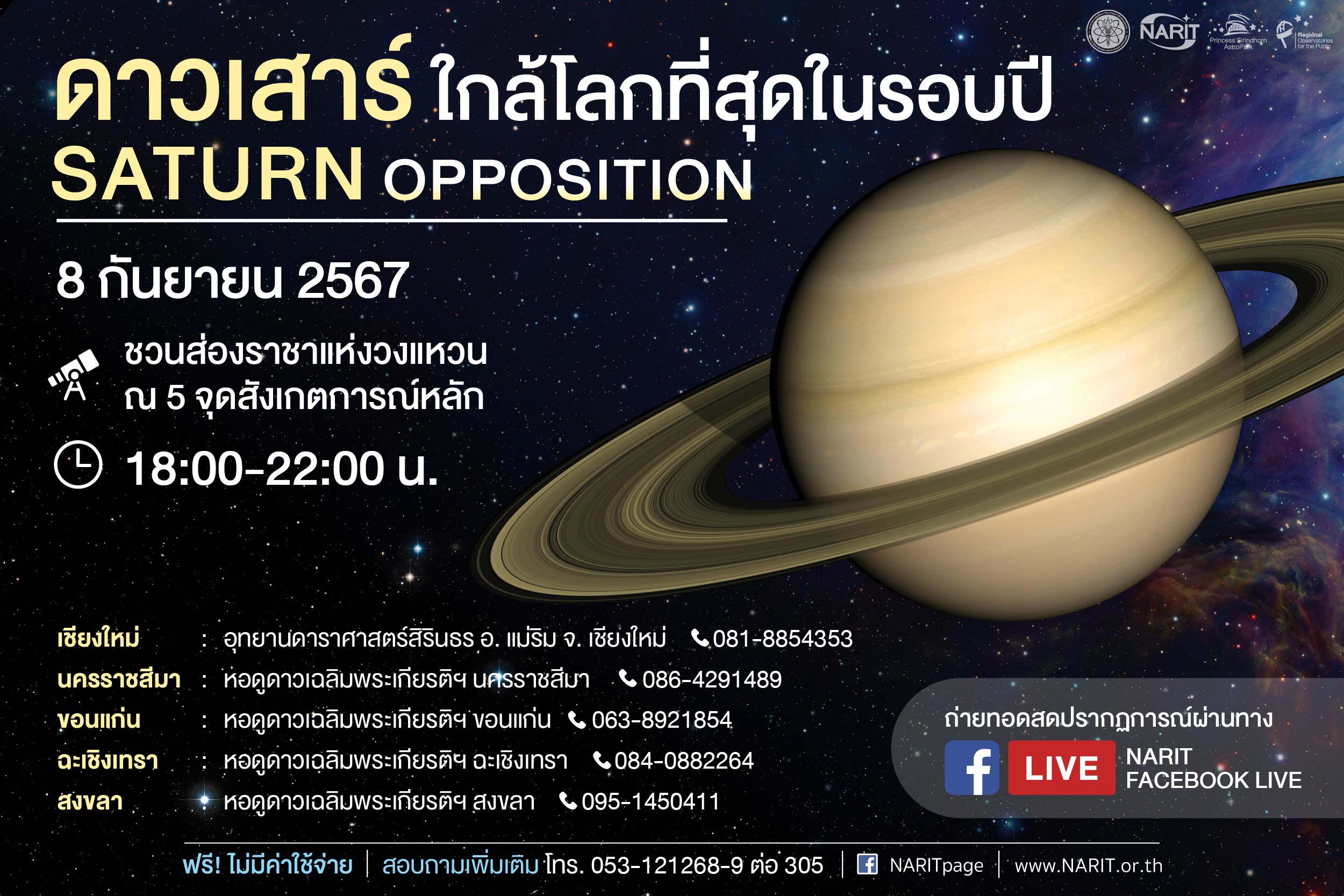 8 กันยายนนี้ ดาวเสาร์ใกล้โลกที่สุดในรอบปี 8 กันยายนนี้ ดาวเสาร์ใกล้โลกที่สุดในรอบปี