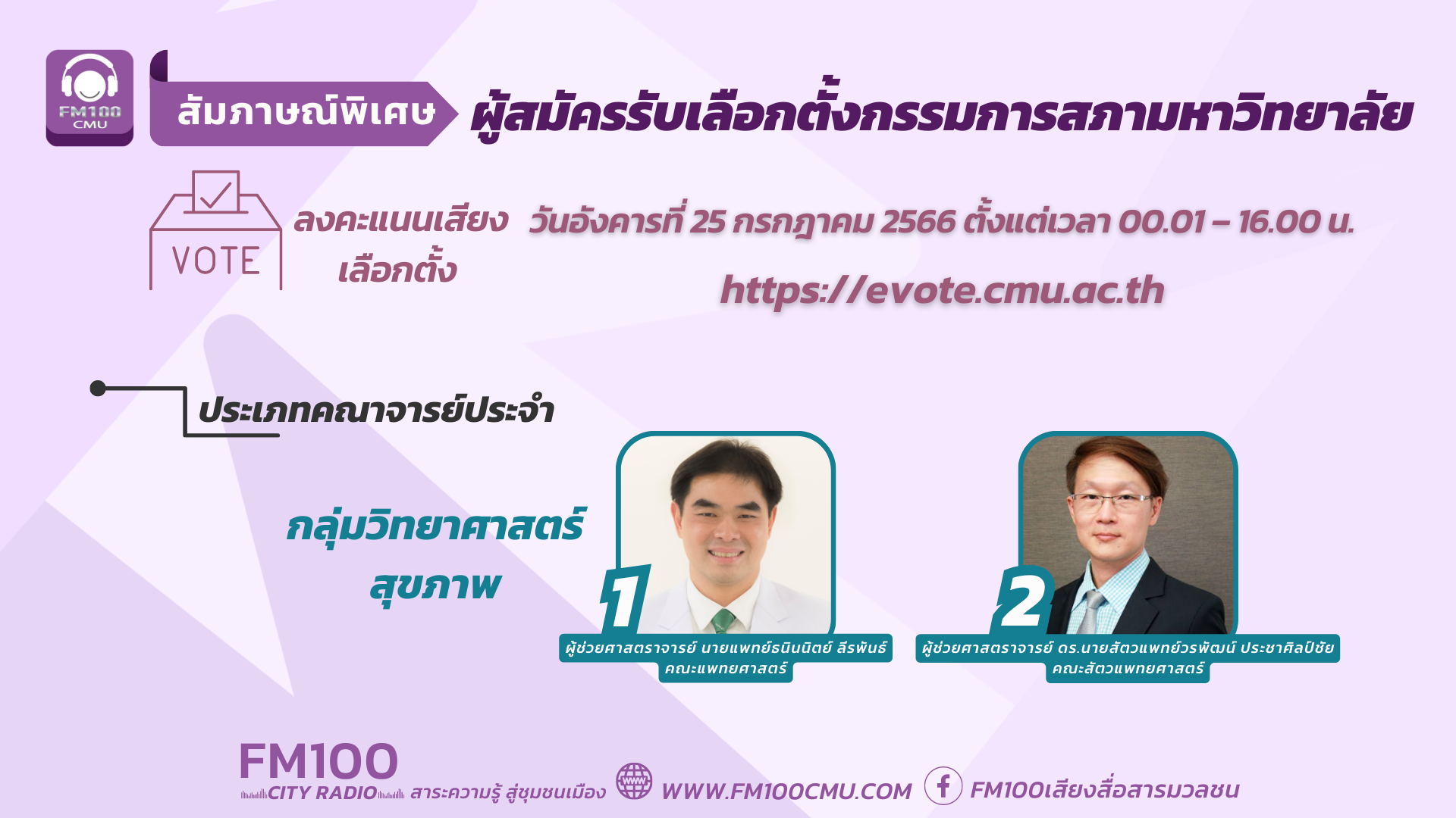 สัมภาษณ์พิเศษ ผู้สมัครรับเลือกตั้งกรรมการสภามหาวิทยาลัย 2566 กลุ่มวิทยาศาสตร์สุขภาพ