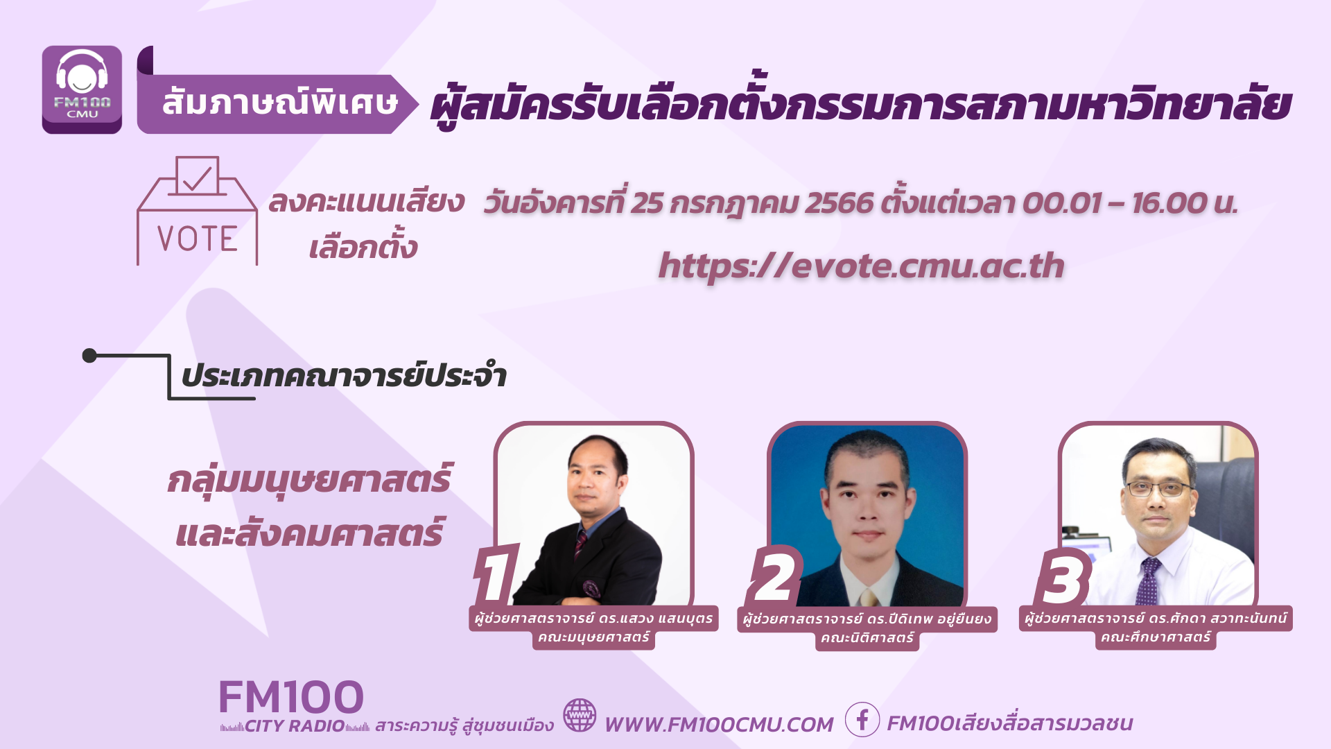 สัมภาษณ์พิเศษ ผู้สมัครรับเลือกตั้งกรรมการสภามหาวิทยาลัย 2566 กลุ่มมนุษยศาสตร์และสังคมศาสตร์